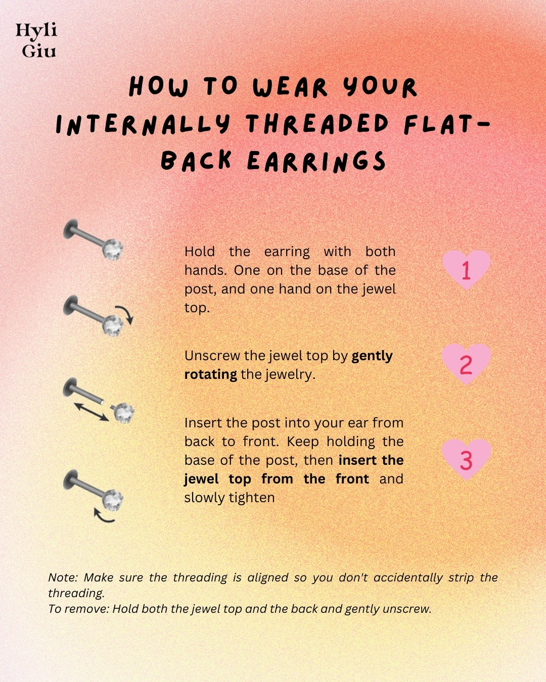 Luvey Piercing Stud - Internally Threaded Flatback